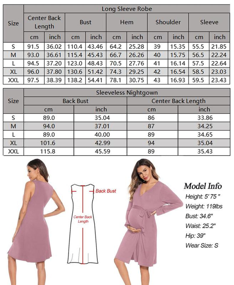 Women's 3-in-1 Maternity Nursing Gown and Robe Set - Soft Modal Fabric for Ultimate Comfort and Style