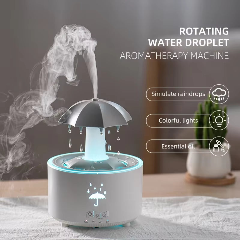 Colorful Raindrop Aroma Essential Oil Diffuser & Humidifier - Creative Water Drop Design with LED Light