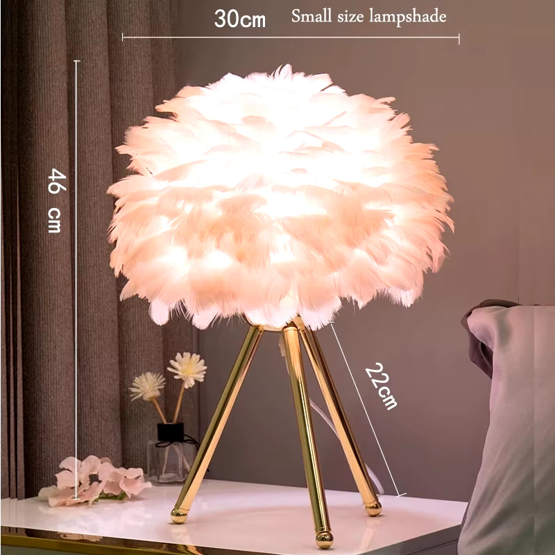 Elegant Goose Feather Table Lamp - Modern Bedside & Living Room Decor for Weddings & Christmas