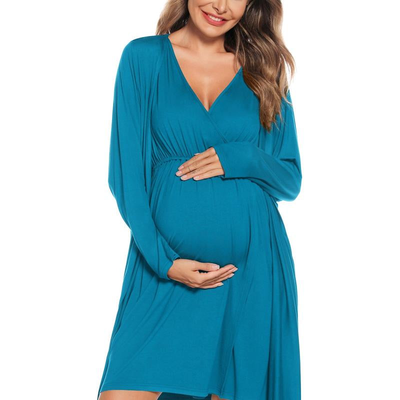 Women's 3-in-1 Maternity Nursing Gown and Robe Set - Soft Modal Fabric for Ultimate Comfort and Style