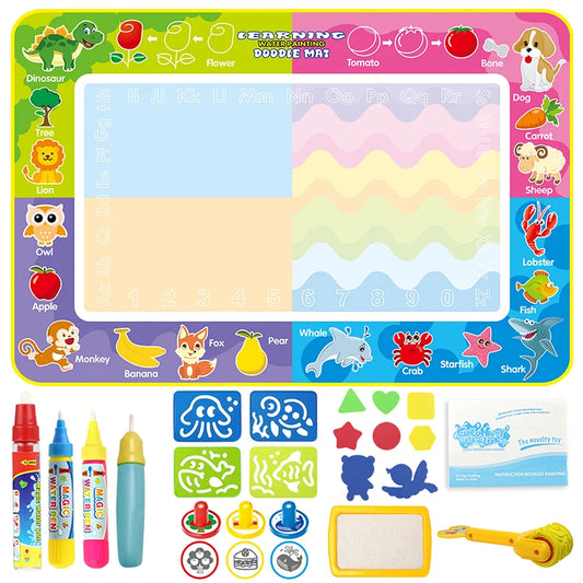 Magic Water Drawing Mat - Educational Doodle Board for Kids with Magic Pens - Fun Montessori Painting Toy