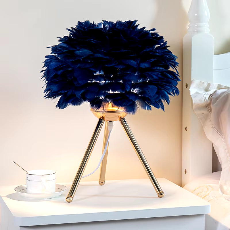 Elegant Goose Feather Table Lamp - Modern Bedside & Living Room Decor for Weddings & Christmas