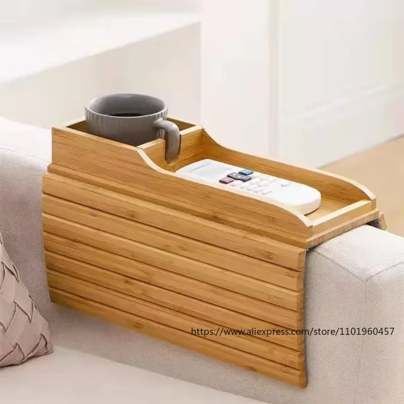 Bamboo Couch Armrest Cup Holder: Mom's Perfect Companion