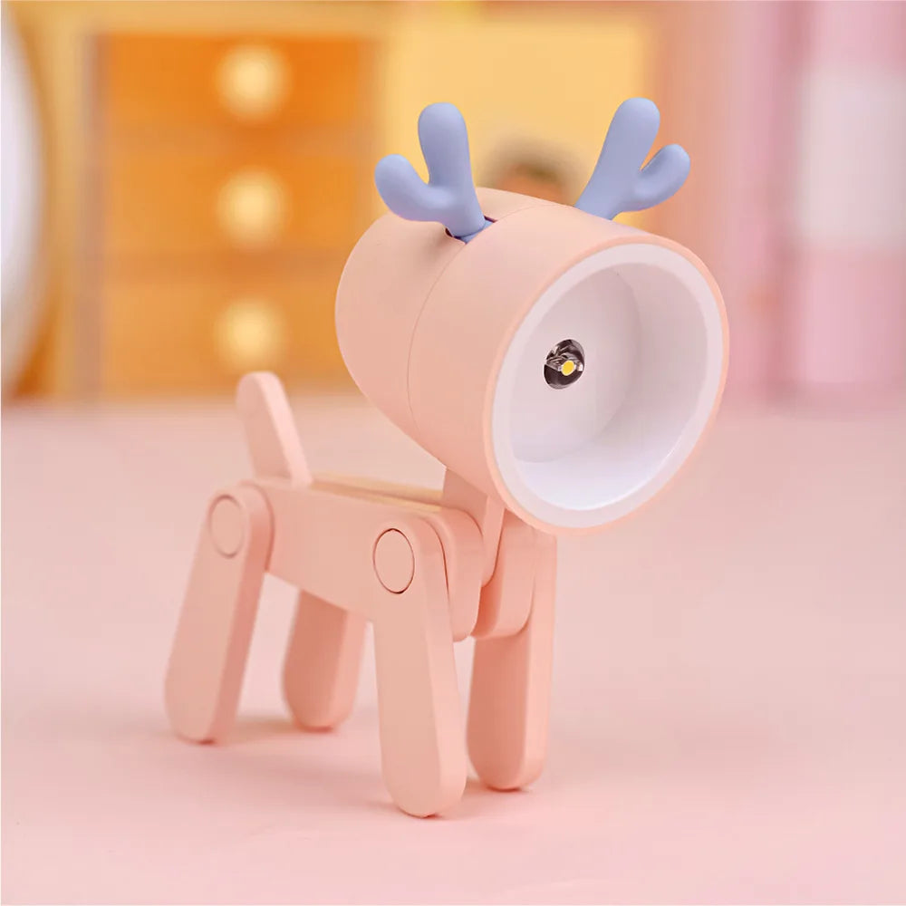 Adorable Mini Folding LED Night Light - Portable Dog & Deer Design for Students & Home Decor, Perfect Gift!