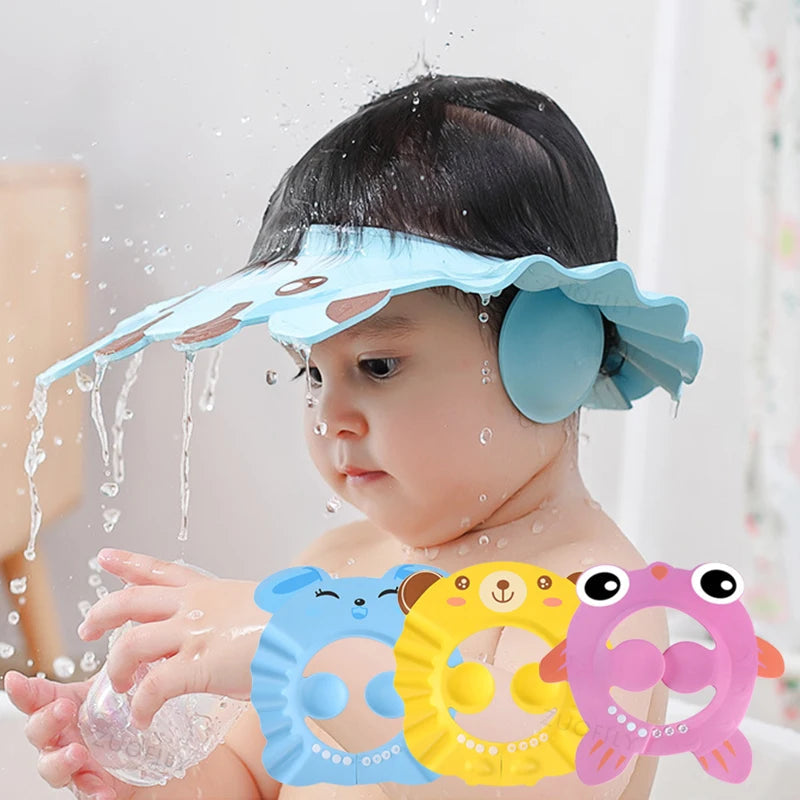 Adjustable Baby Shower Hair Wash Hat - Safe Ear Protection for Kids During Bath Time