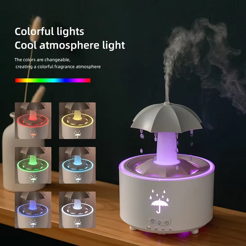 Colorful Raindrop Aroma Essential Oil Diffuser & Humidifier - Creative Water Drop Design with LED Light