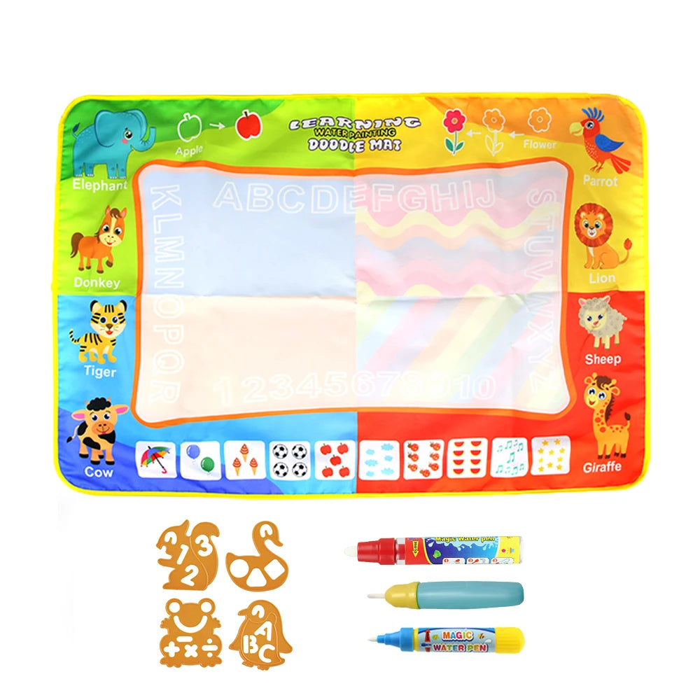 Magic Water Drawing Mat - Educational Doodle Board for Kids with Magic Pens - Fun Montessori Painting Toy