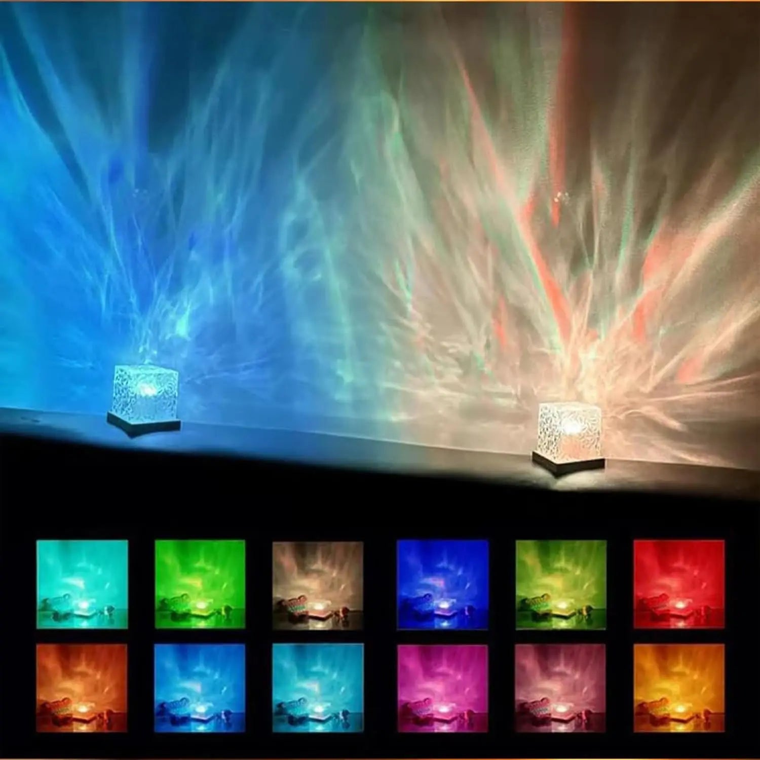 Enchanting Ocean Wave Projector Light - 16 Colors Aurora Glow Lamp for Home, Office, Bar & Restaurant Ambiance