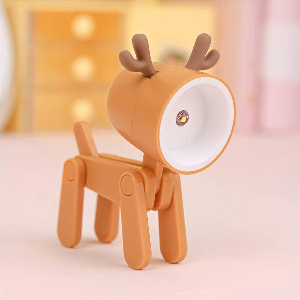 Adorable Mini Folding LED Night Light - Portable Dog & Deer Design for Students & Home Decor, Perfect Gift!