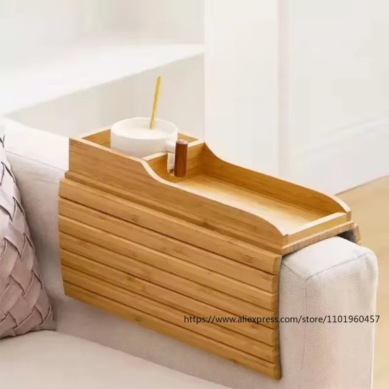 Bamboo Couch Armrest Cup Holder: Mom's Perfect Companion