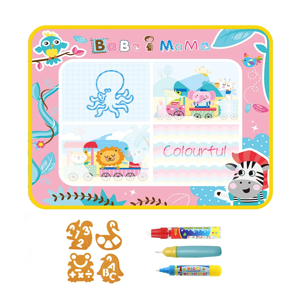 Magic Water Drawing Mat - Educational Doodle Board for Kids with Magic Pens - Fun Montessori Painting Toy