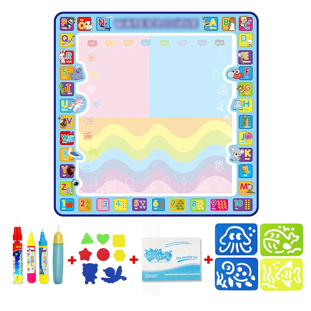 Magic Water Drawing Mat - Educational Doodle Board for Kids with Magic Pens - Fun Montessori Painting Toy