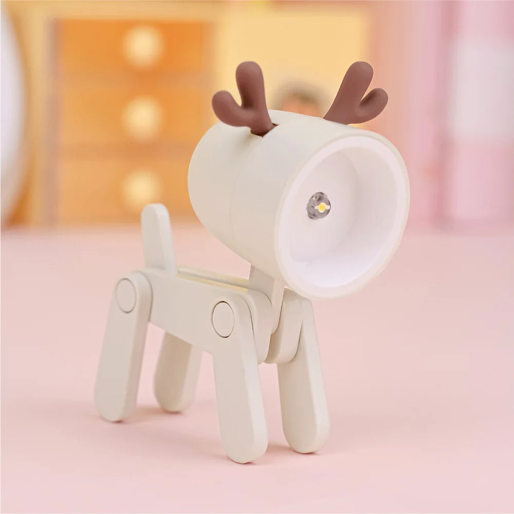 Adorable Mini Folding LED Night Light - Portable Dog & Deer Design for Students & Home Decor, Perfect Gift!