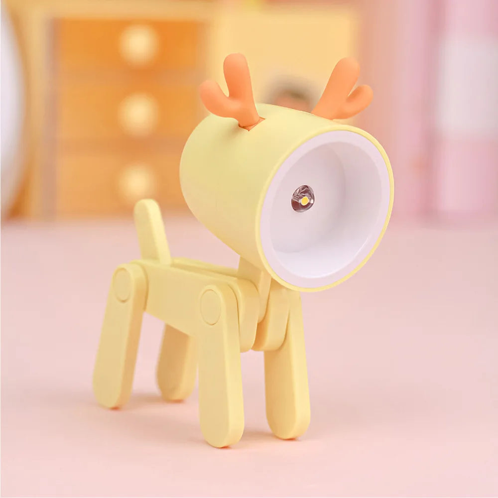 Adorable Mini Folding LED Night Light - Portable Dog & Deer Design for Students & Home Decor, Perfect Gift!