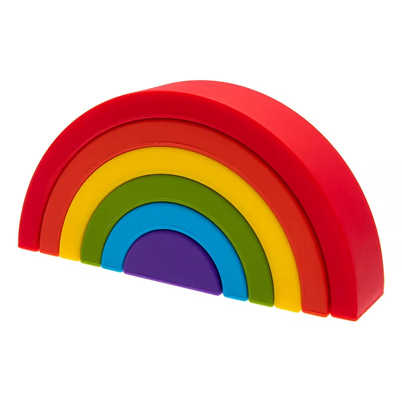 6-10Pcs BPA-Free Rainbow Silicone Baby Building Blocks - Soft 3D Educational Montessori Toys & Teether Gifts