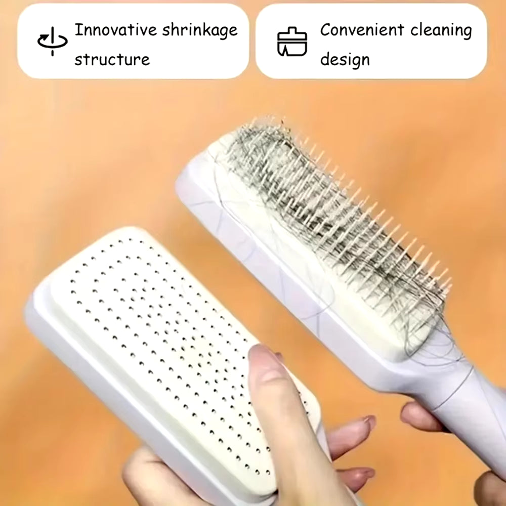 Revolutionary Rotatable Self-Cleaning Hair Brush & Massage Comb - Anti-Static Smoothing Solution for Women