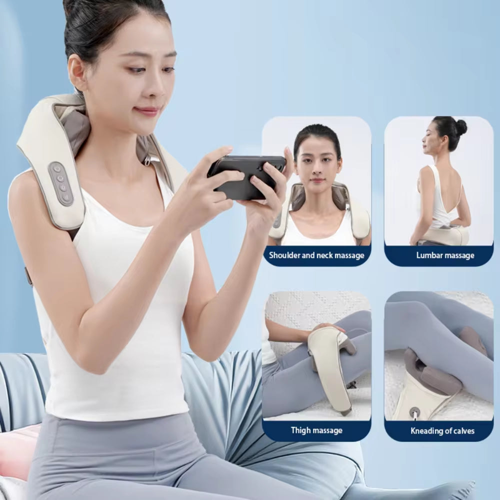 Portable Mini Shiatsu Neck and Shoulder Massager - Heated Relaxation Wrap for Dredging Tension and Stress Relief