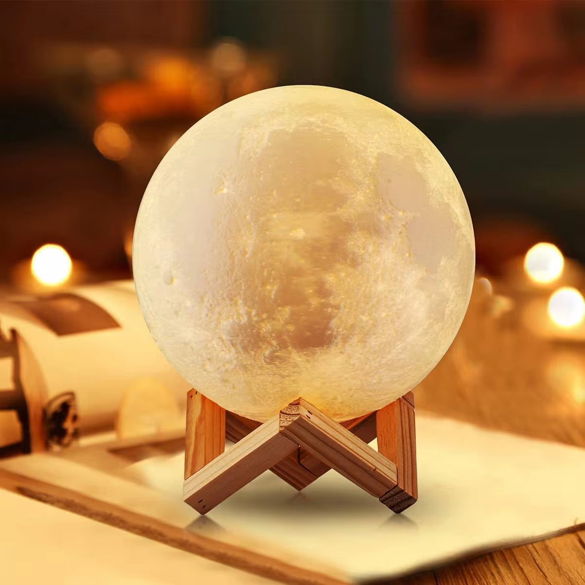 Enchanting 8Cm LED Moon Lamp - Battery-Powered Night Light with Stand for Bedroom Decor & Perfect Kids Gift