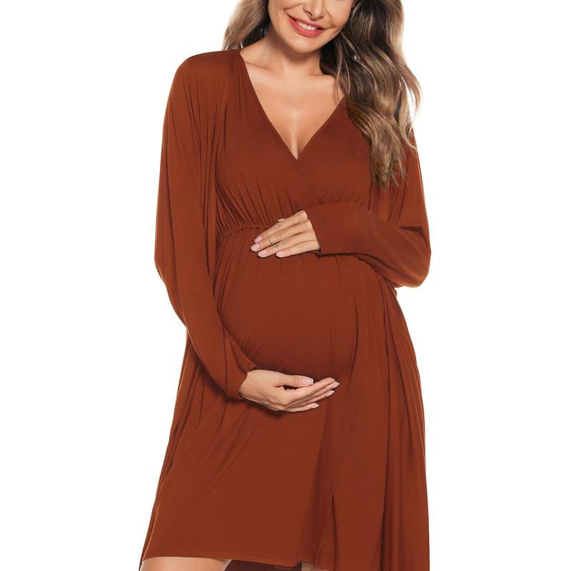 Women's 3-in-1 Maternity Nursing Gown and Robe Set - Soft Modal Fabric for Ultimate Comfort and Style