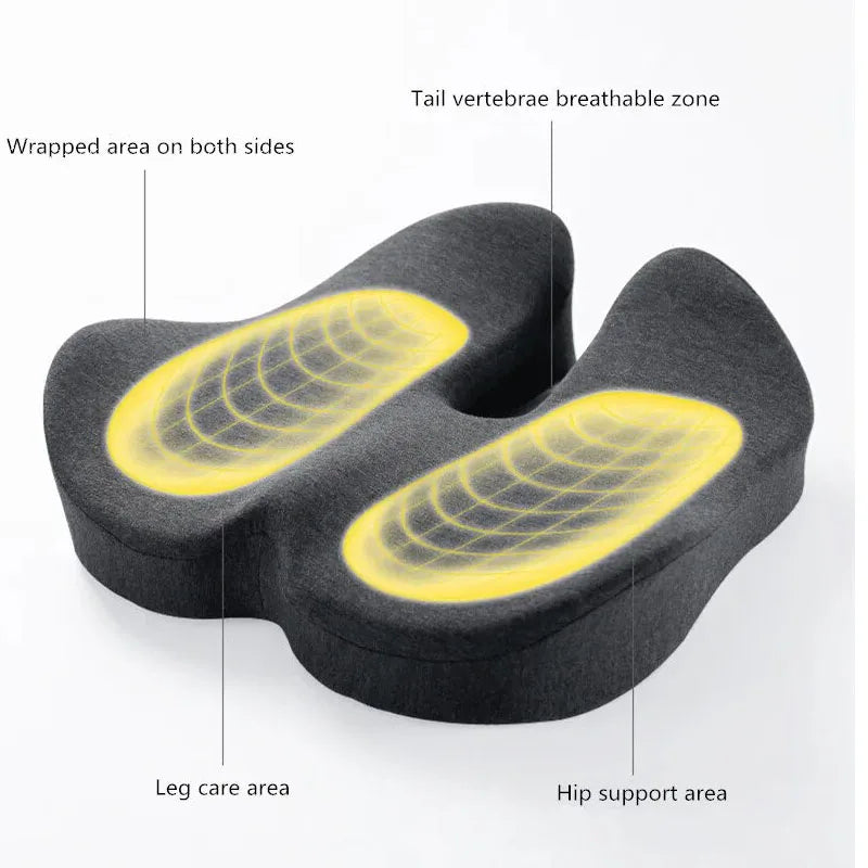 Zeby Rebound Memory Foam Office Chair Cushion - Orthopedic Comfort for Women, Tailbone Relief & Beautiful Buttocks Support