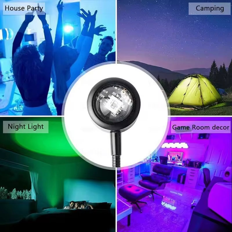 USB Sunset Light Projector - LED Rainbow Neon Night Lamp for Stunning Self Photography & Atmosphere Enhancement