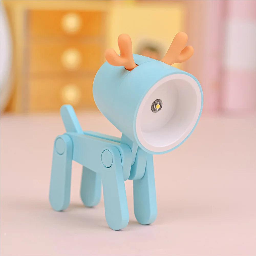 Adorable Mini Folding LED Night Light - Portable Dog & Deer Design for Students & Home Decor, Perfect Gift!