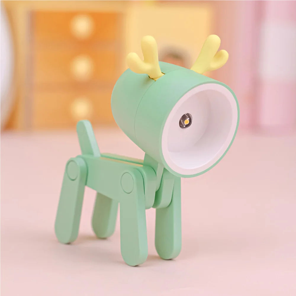 Adorable Mini Folding LED Night Light - Portable Dog & Deer Design for Students & Home Decor, Perfect Gift!