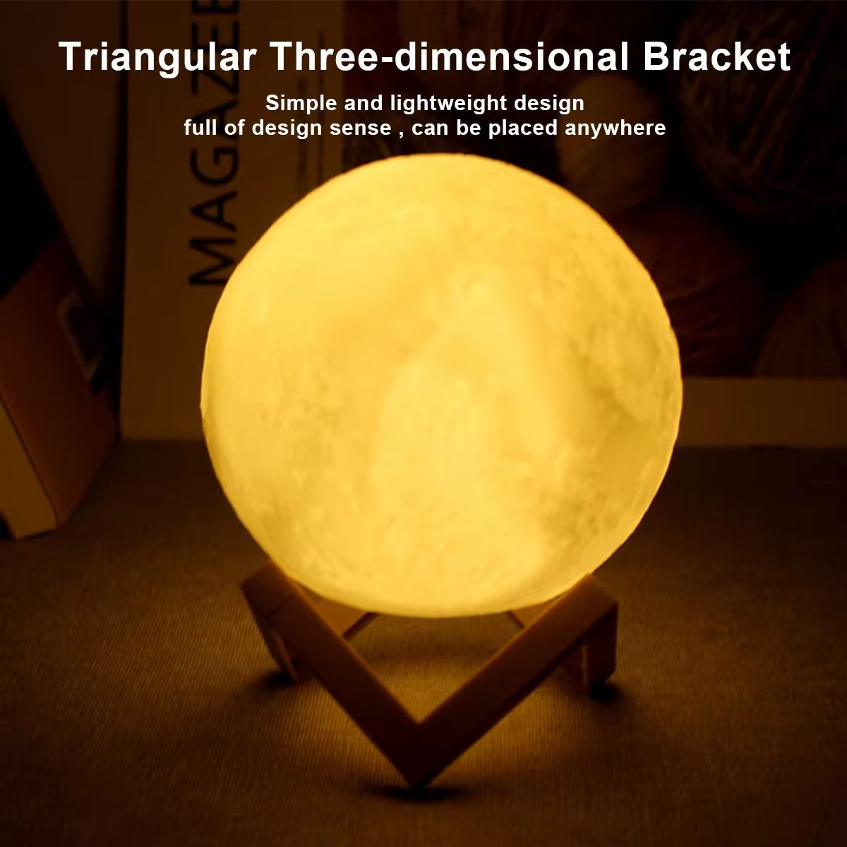 Enchanting 8Cm LED Moon Lamp - Battery-Powered Night Light with Stand for Bedroom Decor & Perfect Kids Gift