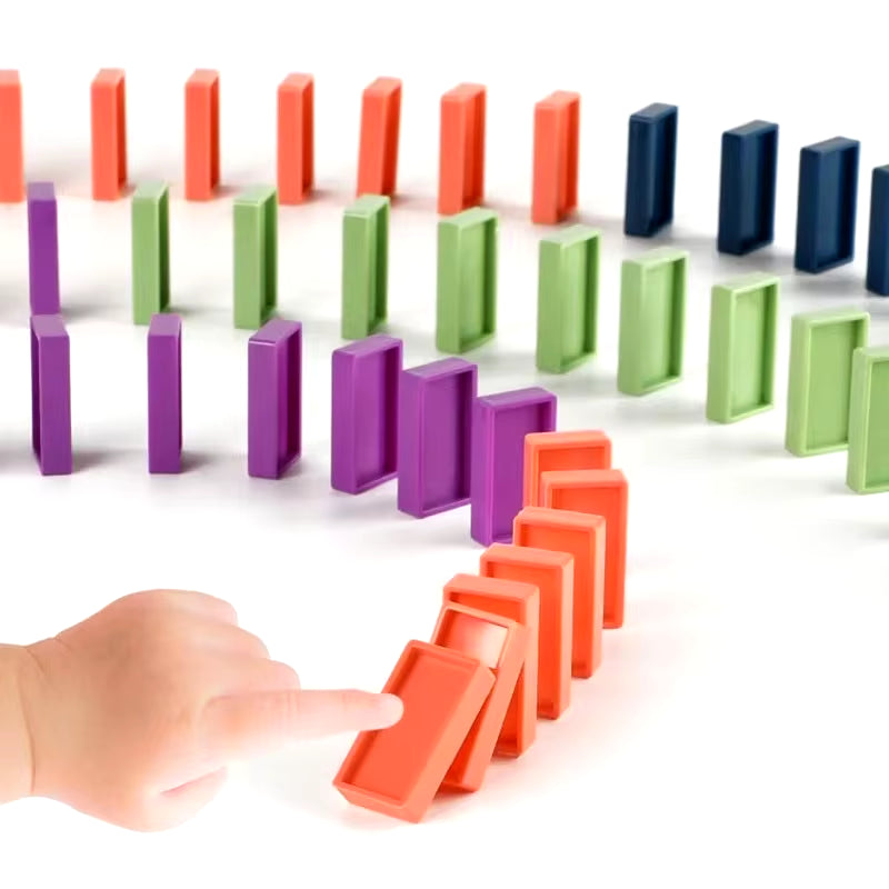 Domino Train Chain Reaction Puzzle Building Blocks for Kids