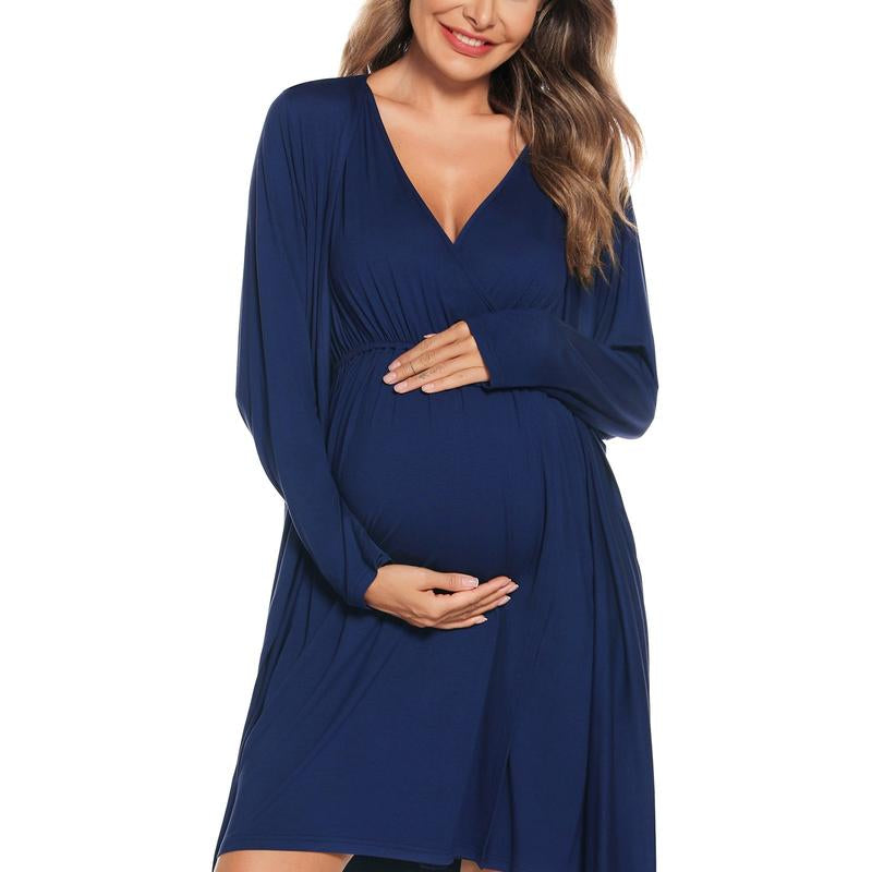 Women's 3-in-1 Maternity Nursing Gown and Robe Set - Soft Modal Fabric for Ultimate Comfort and Style