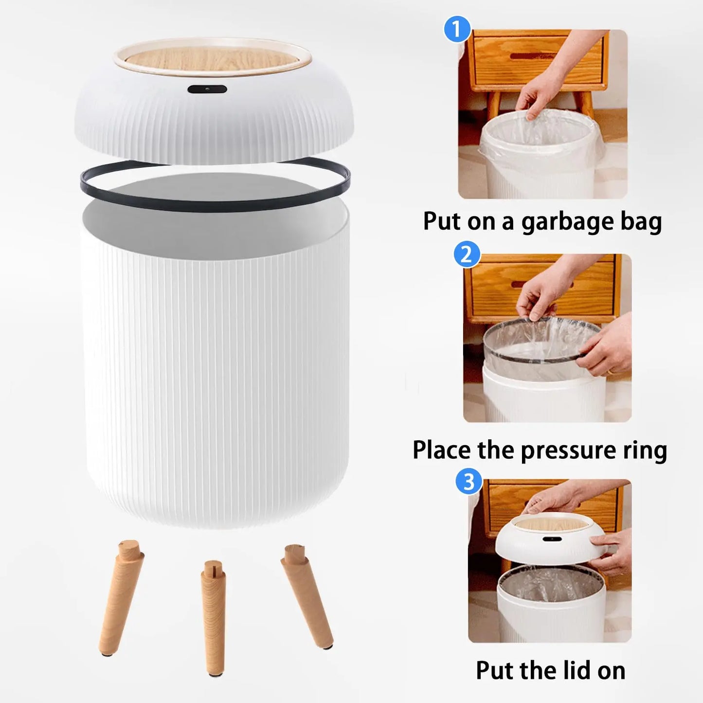 Smart Motion Sensor Trash Can - Compact & Stylish Automatic Lid for Bedroom, Bathroom, Kitchen, and Office