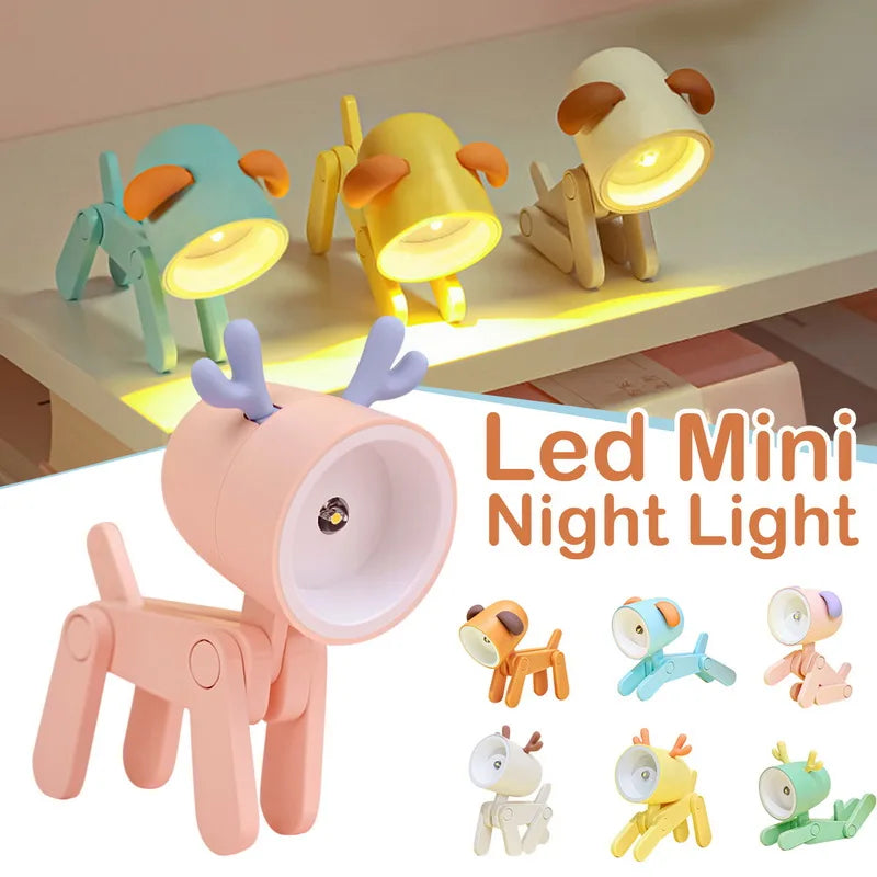 Adorable Mini Folding LED Night Light - Portable Dog & Deer Design for Students & Home Decor, Perfect Gift!